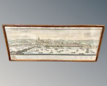 A 19th century hand coloured engraving depicting The Sout East Prospect of Newcastle Upon Tyne,