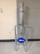 A metal 'No entry' bollard