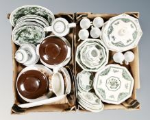 Two boxes of dinner ware, tea ware,