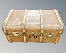 An early 20th century bentwood bound shipping trunk