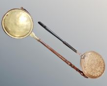 Two antique bed warming pans