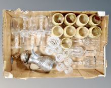 A box of middle eastern silver plated teapot, drinking glasses,