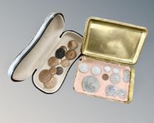 A WWI Princess Mary Christmas tin and further case containing a collection of Victorian and later