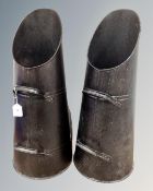 Two metal coal scuttles.