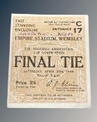 A 1946 FA Cup Final ticket Derby / Charlton