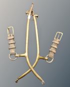 A pair of vintage brass horse hames