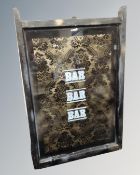 A Street Artist Duffy glass panel 'Triple Bar', in frame.