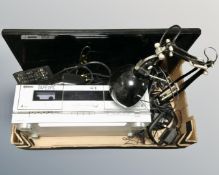 An Ion twin tape deck together with angle poise lamp, a JVC 24