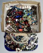 A tray containing a large quantity of costume jewellery.