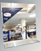 A wall mounted bathroom mirror with shelf, 50cm by 60cm.