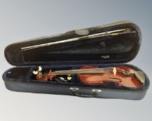 A The Maidstone violin and bow with chin rest, two-piece 14