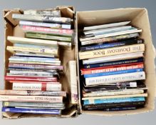 Two boxes containing hardback volumes, reference, rural life, English market towns,