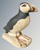 Oisin Kelly RHA (1915 - 1981) : Puffin, slip cast painted pottery, Killkenny studio stamp to base,