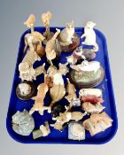 A tray containing cat ornaments by Country Artists, Border Fine Arts and Sherratt and Simpson.