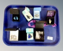 Seven pieces of costume jewellery including dress rings, sterling silver necklace etc.