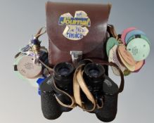 A pair of Carl Zeiss Jena 8 x 30 field glasses in leather case together with a large quantity of