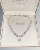 A Sterling silver encrusted necklace with matching earrings