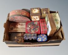 A box of vintage tins