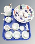 A tray of Japanese export tea set and fruit bowl, two Lladro vases,
