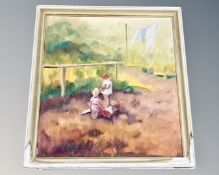 Oil on canvas - Two children, 64 cm x 58 cm.