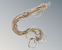 Silver white and yellow metal necklaces (6)