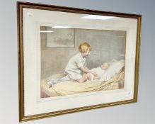 Ernest Longmate : A girl playing with a baby,