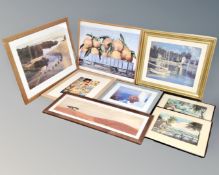 Eight assorted pictures and prints.