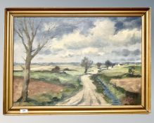 Continental School : A rural track, oil on canvas, 66 cm x 46 cm, initialed WB.