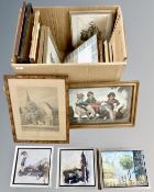 A quantity of Continental pictures, prints and oil paintings.