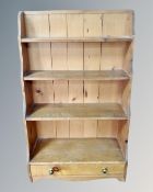 A set of antique pine waterfall bookshelves 75 cm x 35 cm x 120 cm