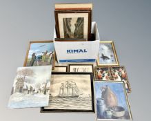 A quantity of Continental pictures, prints and oil paintings.