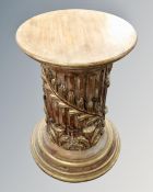 A circular classical style gilt pedestal 75 cm height, 50 cm diameter.