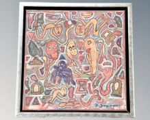 Oil on canvas - Abstract, 30 cm x 30 cm, indistinctly signed.