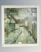 Continental School : Moody street scene, oil on canvas,