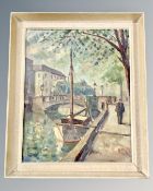 Oil on canvas - Gentleman by a canal,