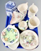 A tray of assorted Ringtons and Maling ceramics