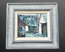 Alan Kauus : Farm building, oil on canva