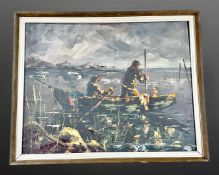 Ericke : Figures in a boat at moonlight,