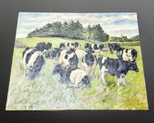 Niels Strom : Cattle grazing, oil on ca