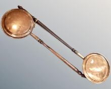 Two antique bed warming pans