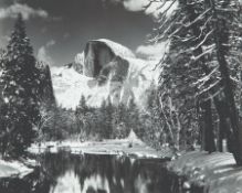 A vintage Ansel Adams photograph (1902-1984), Half Dome, Merced River, Winter,