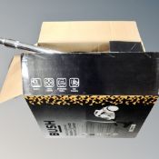 A Bush multi-cyclone bagless vacuum in box.