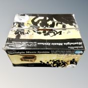 A Prolectrix Nostalgia music system, boxed.