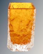 A Whitefriars tangerine bark coffin vase.