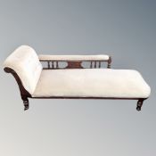 A Victorian chaise longue in buttoned dralon,