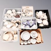 A pallet containing seven boxes of 20th century English and foreign tea and dinner china.