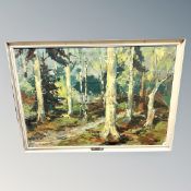 Danish School : Trees in a forest, oil on canvas, 137cm by 94cm.