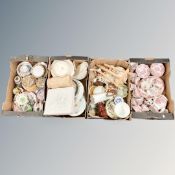 Four boxes containing antique and later ceramics including Oriental and English tea ware,