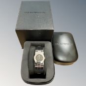A lady's Emporio Armani stainless steel quartz wristwatch, case22mm, in box with documentation.