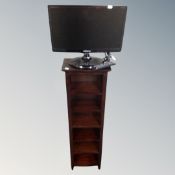 A Samsung HD TV monitor model T19C300 with lead and remote together with a contemporary media unit.